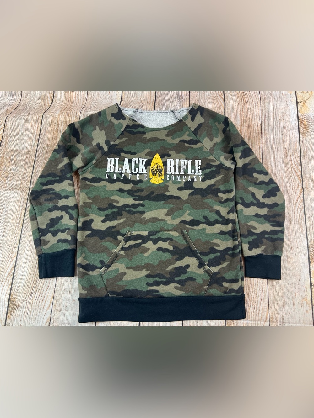 Women’s Black Rifle Coffee Camo Pullover Sweatshirt Pockets Size Medium